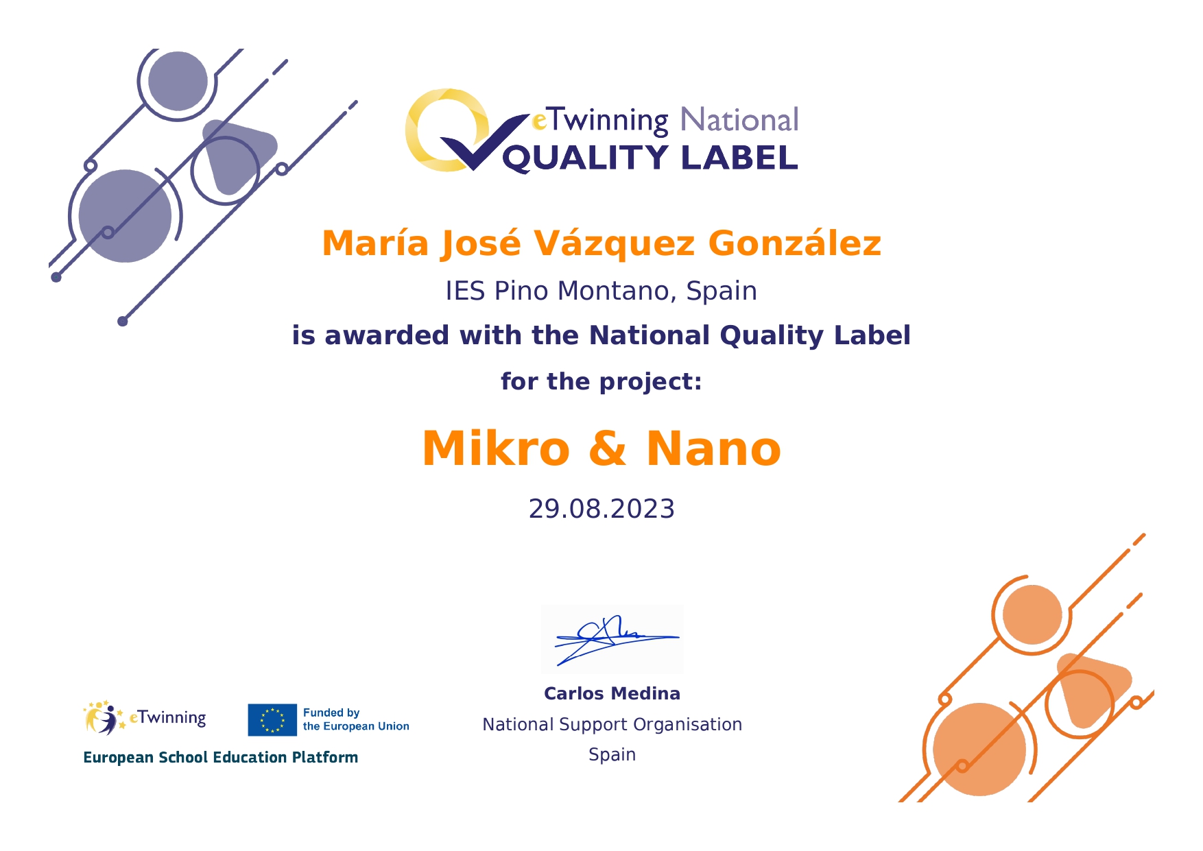Sello de Calidad Nacional Proyecto Mikro&Nano