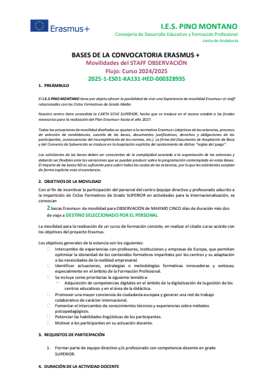 Erasmus HED Observación Pino Montano 25/26